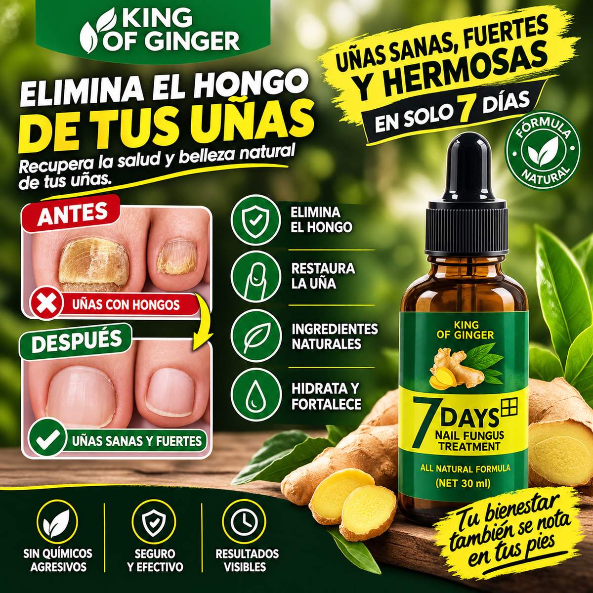 Tónico Jengibre Uñas Antifúngico 7 Days