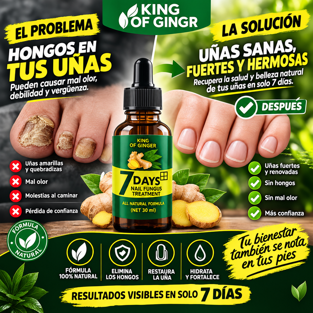 Tónico Jengibre Uñas Antifúngico 7 Days