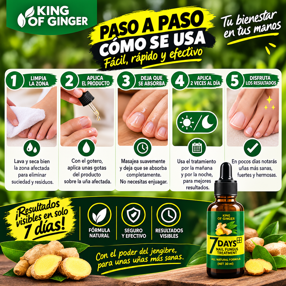 Tónico Jengibre Uñas Antifúngico 7 Days